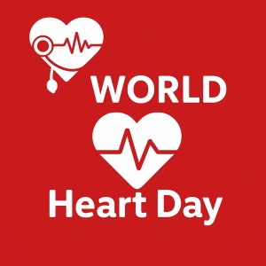 World Heart Day 2025. Un coeur, un tracé cardiaque et l'importance de la santé.