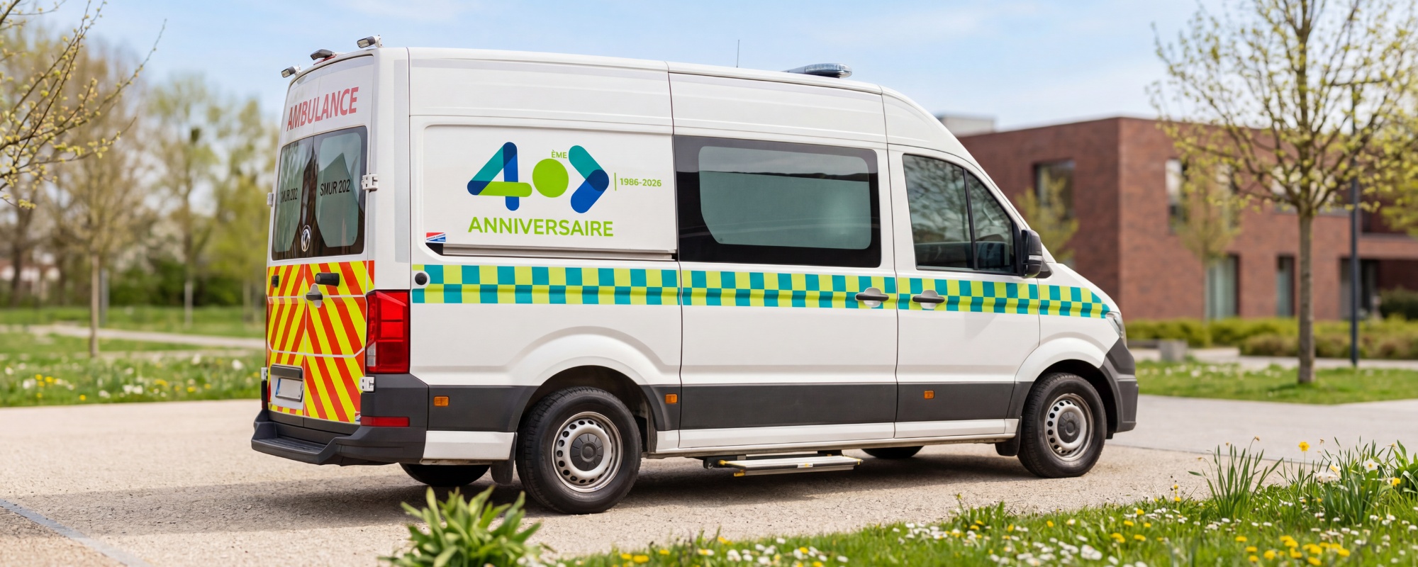 Ambulance décorée pour un anniversaire d'entreprise (40 ans)